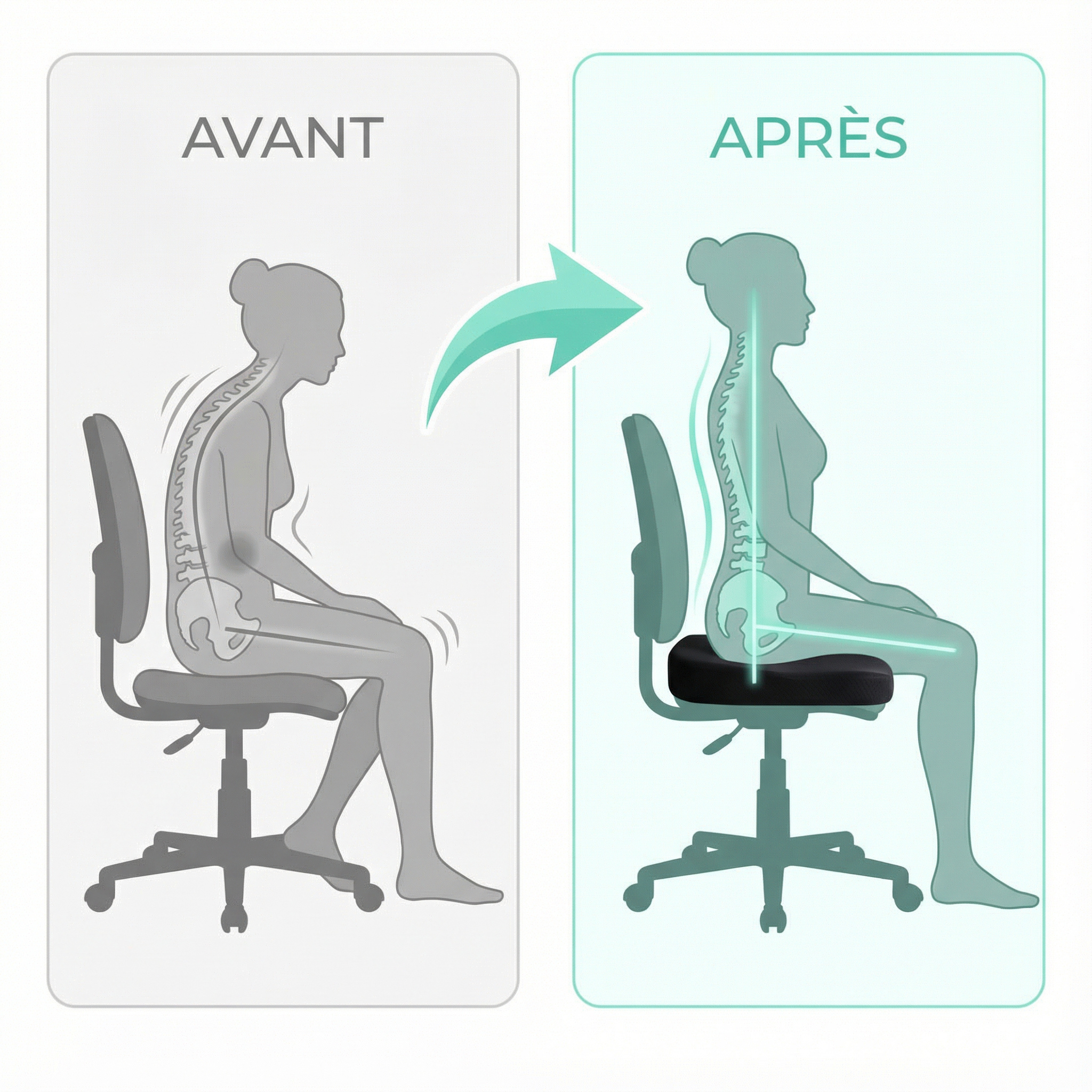 Coussin orthopédique en mousse à mémoire de forme – soutien coccyx