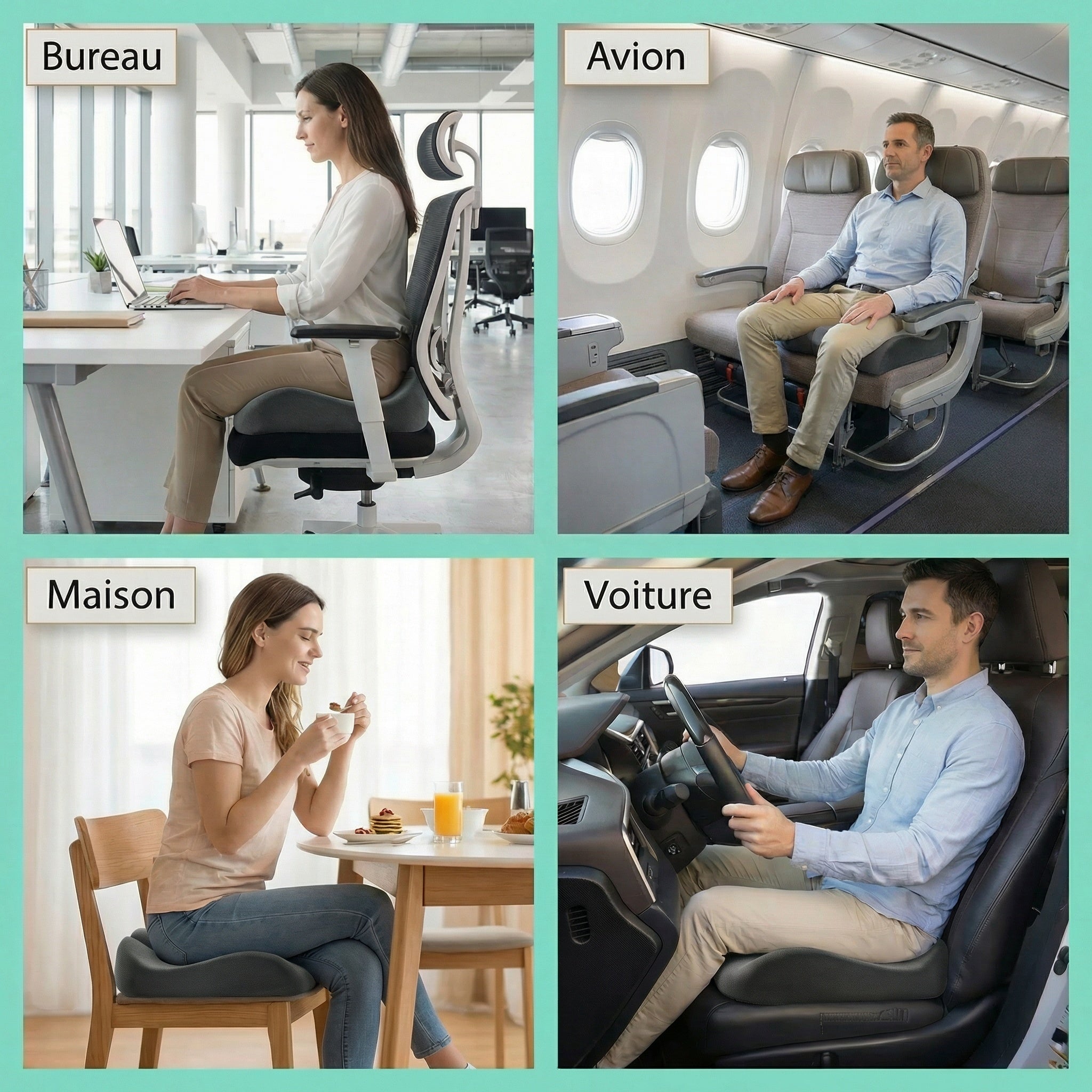 Coussin Ergonomique – Soulage le Coccyx, la Sciatique et les Douleurs de Position Assise